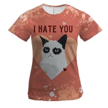 Жіноча 3D футболка I hate you cat