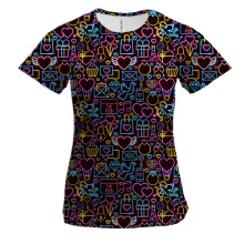 Женская 3D футболка Love and hearts pattern 2