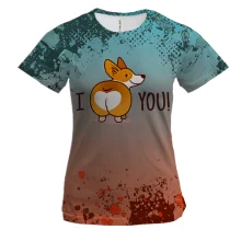 Женская 3D футболка I love you dog