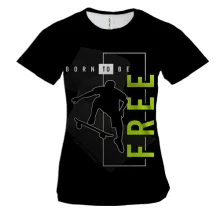 Женская 3D футболка Skateboarding - Born to be Free