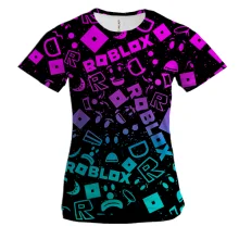 Женская 3D футболка ROBLOX neon logo pattern