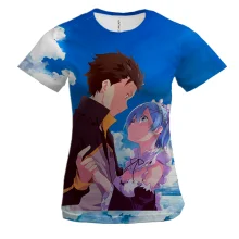Жіноча 3D футболка Субару та Рем - Re:Zero