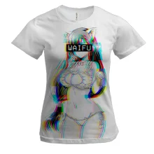 Женская 3D футболка WAIFU glitch