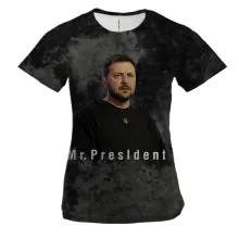 Женская 3D футболка с Зеленским и надписью «Mr. President»