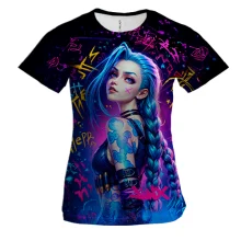 Женская 3D футболка Jinx with graffiti - Arcane