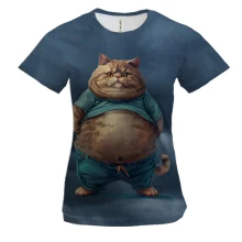 Женская 3D футболка Кот пузатик