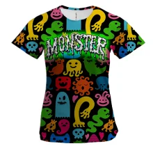 Женская 3D футболка с монстриками Monster