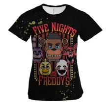 Жіноча 3D футболка Маски аніматроніків - FNaF