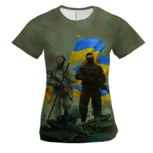 Жіноча 3D футболка Українські воїни