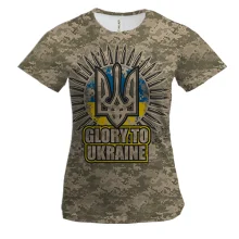 Жіноча 3D футболка Glory to Ukraine (камо)