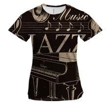 Жіноча 3D футболка Jazz Music Instruments