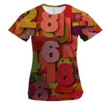 Женская 3D футболка Multicolored numbers