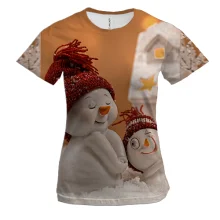 Женская 3D футболка Christmas toy snowman