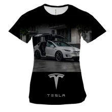 Жіноча 3D футболка White Tesla