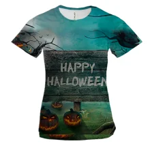 Жіноча 3D футболка Happy Halloween.