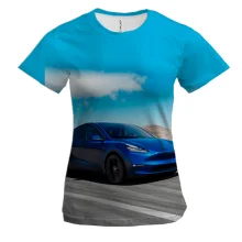 Жіноча 3D футболка Blue Tesla