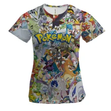 Женская 3D футболка с Покемонами и логотипом Pokémon