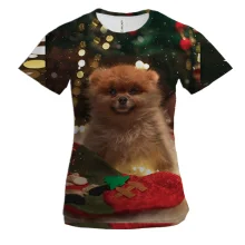 Женская 3D футболка New Year dog 4