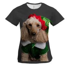 Женская 3D футболка New Year dog 2
