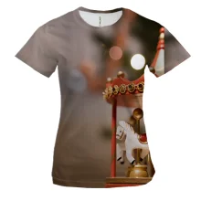 Женская 3D футболка Christmas carousel