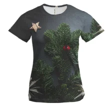 Женская 3D футболка Christmas tree branch