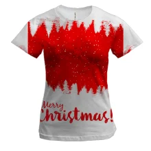 Женская 3D футболка Christmas red trees