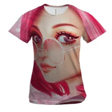 Жіноча 3D футболка Pink anime girl