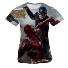 Женская 3D футболка The avengers attack