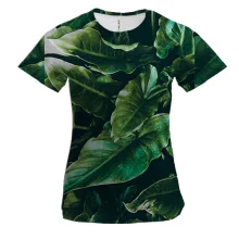 Женская 3D футболка Green leaves pattern