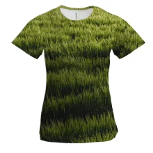 Женская 3D футболка Green grass pattern