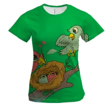 Женская 3D футболка Bird family