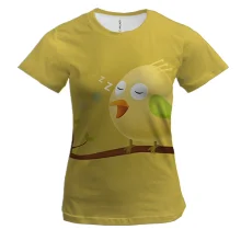 Женская 3D футболка Yellow bird sleeping