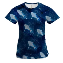 Женская 3D футболка Blue fish pattern