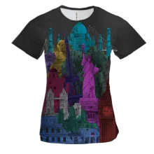 Женская 3D футболка World Attractions