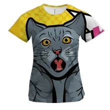 Жіноча 3D футболка Cat Wow Pop Art