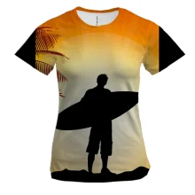 Женская 3D футболка Surfer with Board 2