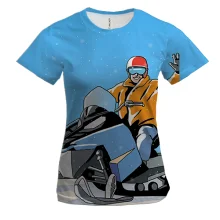 Женская 3D футболка Man and Snowmobile