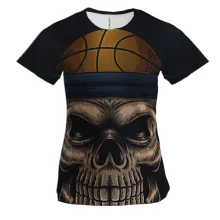 Жіноча 3D футболка Angry Skull Basketball