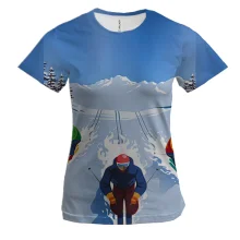 Женская 3D футболка Skiers Art