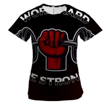 Жіноча 3D футболка Work Hard Ba Strong
