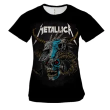 Женская 3D футболка Metallica (с черепом быка)