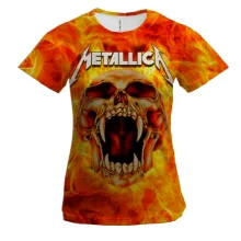 Женская 3D футболка Metallica (огненный череп)