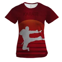 Жіноча 3D футболка Karate на тлі заходу сонця