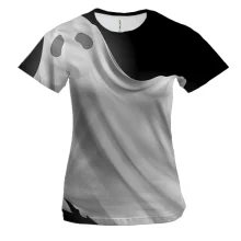 Жіноча 3D футболка з білим привидом на чорному тлі