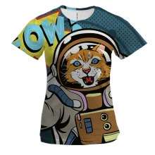 Женская 3D футболка с космическим котом