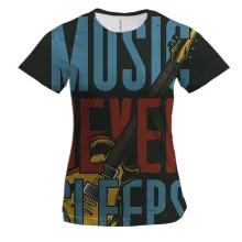 Жіноча 3D футболка music never sleeps