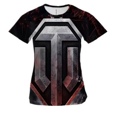 Жіноча 3D футболка World of Tanks із великою емблемою на темному тлі