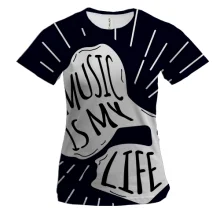 Жіноча 3D футболка Music is my life з променями