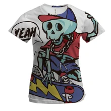 Женская 3D футболка Yeah skate skull