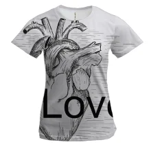 Жіноча 3D футболка Love heart